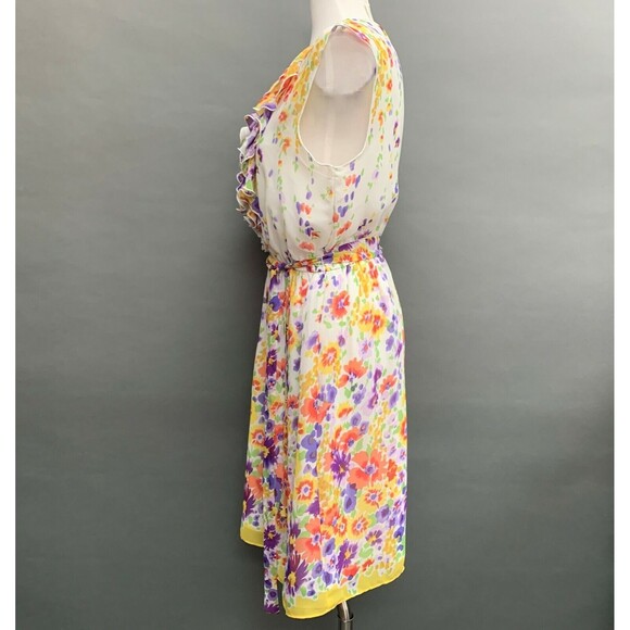 Emma & Michele Womens Spring Dress 10 White Orange Purple Multicolor Floral - Picture 5 of 7